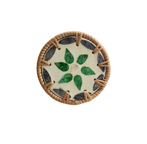 Ensemble de 3 sous-verres en nacre et rotin de qualité exceptionnelle, accessoires de décoration de table, prix avantageux, Inde - Product Image 5