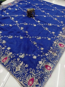 Burgundy Crinkled Silk Dupatta with Gold Border Elegant Traditional Indian Pakistani Women <b>Wedding</b> Party Diwali Wear - Product Image 6