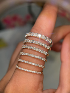 แหวนแต่งงานเพชรแล็บโกรว์สุดหรูแบบครึ่งวง ทองคำแท้ 10K 14K 18K แหวนซ้อนกันได้ พร้อมใบรับรองเพชร เครื่องประดับเจ้าสาว - Product Image 3