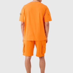 Ensemble deux pièces d'été pour homme en coton/polyester, t-shirt et short, coupe ample, taille élastique, longueur genou, fabriqué au Pakistan - Product Image 3
