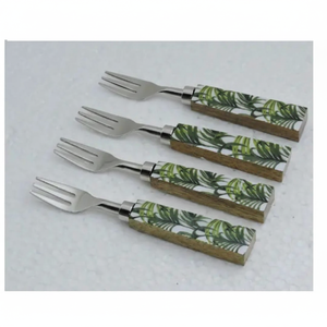 Ensemble de fourchettes rustiques en acier inoxydable avec manche en bois naturel pour mariage, événement, restaurant – Accessoires de cuisine chics faits à la main - Product Image 5