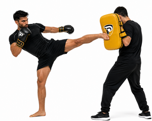 Cible de frappe Dumela en cuir jaune, durable, respirante et écologique pour l'entraînement de kickboxing et de boxe - Product Image 4