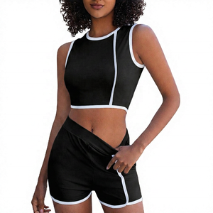 Light Blue 2-Piece Eco-Friendly <b>Lace</b> Active Wear Set with <b>Elastic</b> Waist Shorts Solid Color Breathable Yoga Wear and Front Logo - Product Image 4