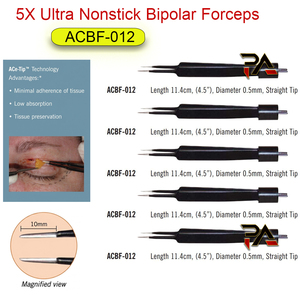 5X Ellman Surgitron Style ACBF-012 Ultra Nonstick Bipolar Forceps ความยาว 11.4 ซม. และปลายตรง 0.5 มม. นำกลับมาใช้ใหม่ได้ ฆ่าเชื้อได้ - Product Image 3
