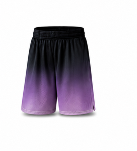 Shorts de sport gris et noir unis pour hommes, séchage rapide, respirants, taille élastique, en tissu peigné, pour l'entraînement et le sport - Product Image 2