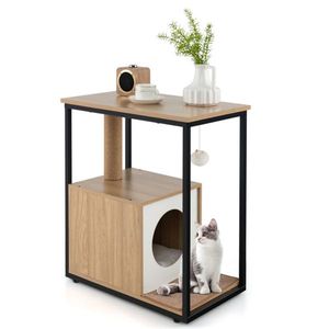 26\" High Cat Furniture Living Room Coffee Table with Scratching Post Cat House - Product Image 1