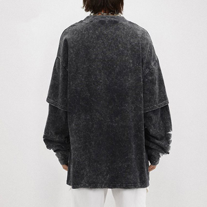 เสื้อยืด Urban Double Layer สำหรับสตรีทแวร์ลำลอง พร้อมบริการพิมพ์โลโก้และตัวเลือกการสร้างแบรนด์สำหรับแบรนด์เสื้อผ้าอิสระ - Product Image 5