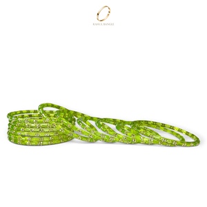 Bracelets en verre vert goutte de pluie du Cachemire, plaqués or, avec zircon, pour femmes, bijoux indiens de mariage, vente en gros, édition spéciale festival - Product Image 4