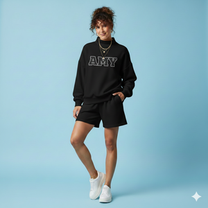 Ensemble haut à col montant et short pour femmes, coton léger de qualité supérieure, tenue décontractée d'été - Product Image 1