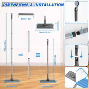 Mop Piatto in Microfibra BPAWA per Pulizia Pavimenti in Legno, 4 Panni Lavabili per Laminato, Legno, Piastrelle, Vinile - Uso Domestico e in Cucina - Product Image 3