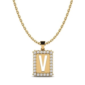 Pendentif lettre au design magnifique, argent + moissanite, plaqué cristal, look luxueux, style hip hop, bijou unisexe. - Product Image 1