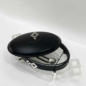 Plat de service de luxe en verre avec support en acier inoxydable pour buffet, chauffe-plats rond ou ovale avec support doré ou argenté pour hôtel - Product Image 5