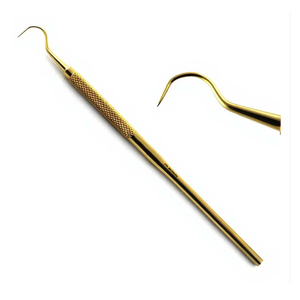 Sonde dentaire Explorer 23, couleur or, instrument de diagnostic, acier inoxydable, double extrémité, sonde d'examen dentaire pour les caries - Product Image 1