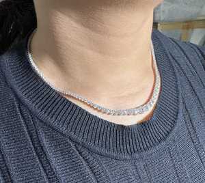 Collar de tenis de moissanita con corte brillante, plata 925 con baño de rodio, engaste de garras, estilo hip hop, para mujer, compromiso, boda, fiesta - Product Image 2