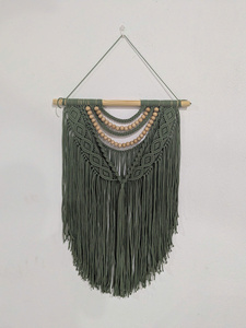 Tapiz de macramé bohemio con cuentas y flecos, diseño geométrico abstracto para decoración del hogar y la sala de estar - Product Image 2