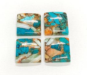 พลอยทรงเหลี่ยมสีเขียวขุ่นทองแดงมุกออยสเตอร์ ขนาด 16*16 มม. พลอยธรรมชาติ 100% สำหรับทำเครื่องประดับ ราคาขายส่ง - Product Image 2