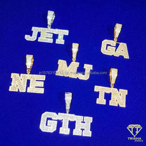 Luxury " UPK " Letter <b>Necklace</b> Iced Out Diamond Pendant Hip Hop Jewelry For Men - Product Image 4