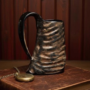 100% Premium Quality Carved Black Buffalo Horn Drinking <b>Mug</b> <b>Large</b> Capacity Viking Drinking Carved Horn <b>Mug</b> for Gifting <b>Mug</b> - Product Image 1