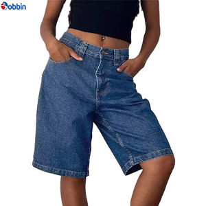 Overol de Mezclilla de Algodón 100% Ecológico, Transpirable, de Corte Regular, Pierna Ancha, Estilo Hip Hop Vintage, de Longitud Media, para Mujer - Product Image 1