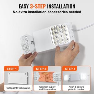 6 Pack Commercial 3W White LED <b>Emergency</b> Exit Lighting Fixtures 180 Minutes Backup Battery Adjustable <b>Emergency</b> <b>Lights</b> - Product Image 6