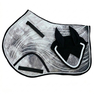 Juego de almohadilla para silla de montar y gorro antimosquitos para caballo, de algodón transpirable, acolchado, antideslizante y amortiguador, equipo ecuestre - Product Image 1