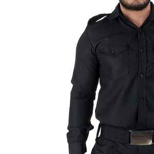 Chemise d'uniforme de sécurité unisexe noire en polyester avec poches, ceinture, tissu respirant, détection anti-aiguille, fusion sans couture pour adultes - Product Image 5