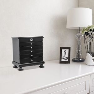 Portagioie in Legno Personalizzabile a 6 Livelli con 5 Cassetti, Design Moderno Nero, Realizzato a Mano con Chiusura Magnetica - Product Image 2