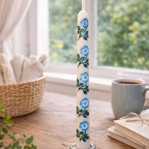 Bougie conique élégante peinte à la main de 25 cm. Touche luxueuse pour toute décoration intérieure, table à manger, aménagement de mariage ou événement festif. - Product Image 1