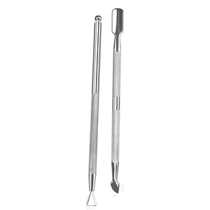 Best Supplier New Arrival Custom 2-Piece Stainless Steel Manicure & Pedicure <b>Tool</b> Set Dual-Ended Cuticle Pusher And Nail Cleaner - Product Image 1