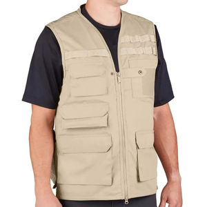 Chaleco Táctico Multibolsillos Beige para Hombre, Cierre de Cremallera, Transpirable, para Actividades al Aire Libre, Uso Casual, Temporada de Primavera - Product Image 2