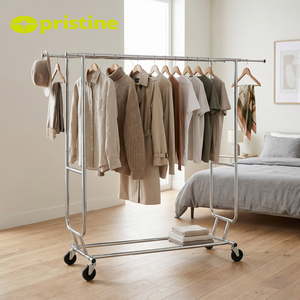 metal Clothing Rack Double Pole Portable Wardrobe Organizer Minimalist Design Durable Metal Storage Holder for Shirts - Product Image 4