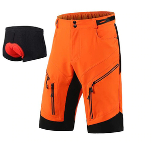 Short de cyclisme orange pour homme IMPROVEMENTS SPORTS avec rembourrage, séchage rapide, pour VTT, vêtements de sport pour adultes - Product Image 1