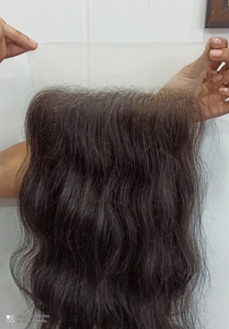 Closure 7x7 en cheveux humains indiens Remy, dentelle transparente, densité 180%, sans colle, nœuds blanchis, pour femmes noires - Product Image 2