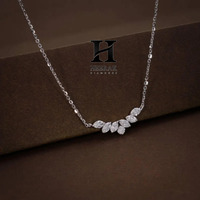 Collar con Colgante de Diamante Moissanite Corte Marquesa Personalizado, Plata de Ley 925, Diseño de Racimo de Hojas, Oro de 18K, Joyería con Diamantes Cultivados en Laboratorio