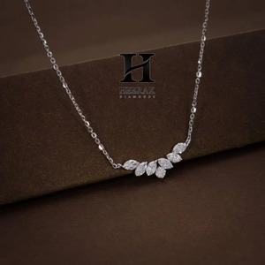 Custom Marquise Cut Moissanite Diamond Pendant 925 Sterling Silver Leaf Cluster <b>Necklace</b> 18K Gold Lab Grown Diamond Jewelry - Product Image 5