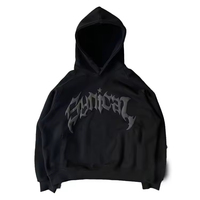 Sudadera con Capucha Oversize Y2K de Estilo Urbano, con Estampado Puff y Diseño de Telaraña con Pedrería, Personalizable a Todo Pleno, Económica