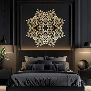 Grande décoration murale ronde en métal style Art Déco, motif mandala floral, pour chambre, bureau, salle de yoga - Product Image 4