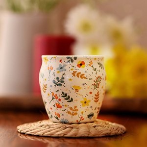 Tasse florale en céramique Kulhad avec motif de fleurs et de feuilles colorées pour boire du café, accessoire de vaisselle réutilisable - Product Image 1