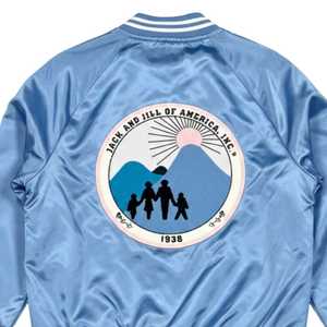 Blouson Bomber Unisexe Jack and Jill en Satin Bleu, Style Universitaire à Boutons Pression, Léger, Tendance, Vêtement Décontracté Streetwear - Product Image 5