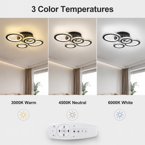 Plafonnier LED moderne à intensité variable avec télécommande, surface en fer acrylique tricolore, pour salon, chambre à coucher, 40W - Product Image 3