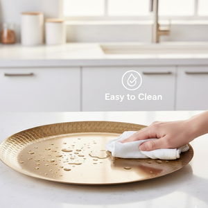 Elegante Bandeja Decorativa de Metal con Acabado Dorado |   Bandeja de Servicio de Lujo Texturizada para Mesa de Comedor, Hora del Té, Servicio de Café y Decoración del Hogar - Product Image 5