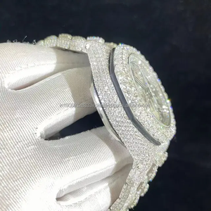 Durable Luxury 41mm Moissanite <b>Watch</b> for Men Two Tone Dial Glass Wristwatch Iced Hip Hop Style High Quality <b>Rubber</b> Strap Direct - Product Image 4