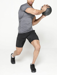 Men's Gray <b>Short</b> <b>Sleeve</b> Compression T-Shirt Slim Fit Quick Dry Sporty O-Neck Knitted <b>Base</b> <b>Layer</b> - Product Image 3