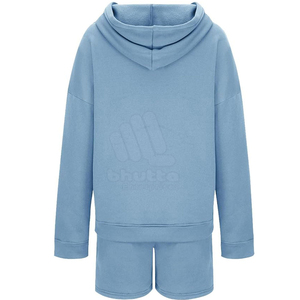 ชุดเซ็ตฮู้ดดี้และกางเกงขาสั้นลำลองสำหรับผู้หญิง ไซส์พลัส ผ้าปักลายเรียบ ระบายอากาศ แห้งเร็ว 2 ชิ้น - Product Image 3