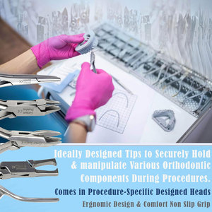 Lot de 5 pinces orthodontiques dentaires en acier inoxydable, manuelles, certifiées CE, pour le retrait de brackets, à 3 griffes, type bec d'oiseau Mathieu - Product Image 4