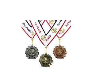 1st 2nd 3rd Place Ten Star Award Medals with Neck Ribbon for Winners Competitions - Product Image 1