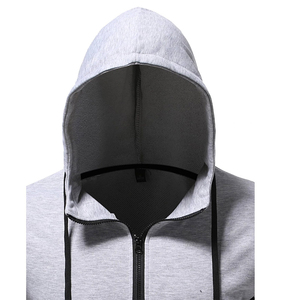Sweat à capuche zippé pour homme personnalisé en polaire premium avec empiècements latéraux contrastants et cordon de serrage, style streetwear décontracté - Product Image 6