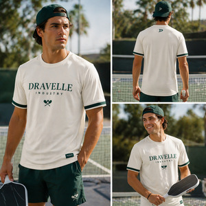 T-shirt de performance en polyélasthanne aéré pour pickleball |   T-shirt d'entraînement en tissu extensible respirant Dravelle Industry Private Label - Product Image 6