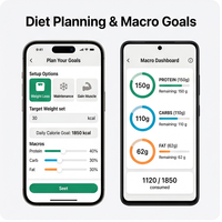 Application de comptage des calories RoyalCraft Enterprise, suivi des calories, planificateur de régime, guide nutritionnel, perte de poids pour iOS/Android/Linux/Mac