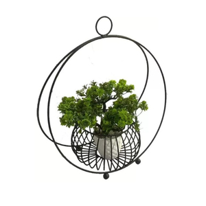 Pot suspendu moderne en métal noir pour plantes d'intérieur et support de pot de fleurs pour la décoration de la maison, du balcon et du bureau, pots de plantes en fer pour jardin - Product Image 1